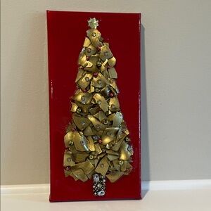 Festive Gold and Red Holiday Wall Art
